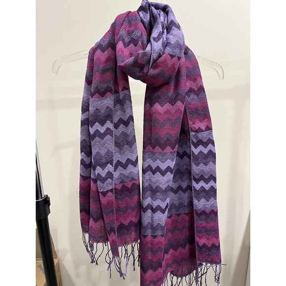 Women’s Purple/Pink Chevron Scarf And Wrap, Soft Accessory Shawl Wrap Scarf - Picture 1 of 5